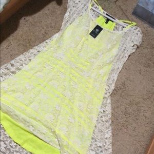 Neon and white lace sundress